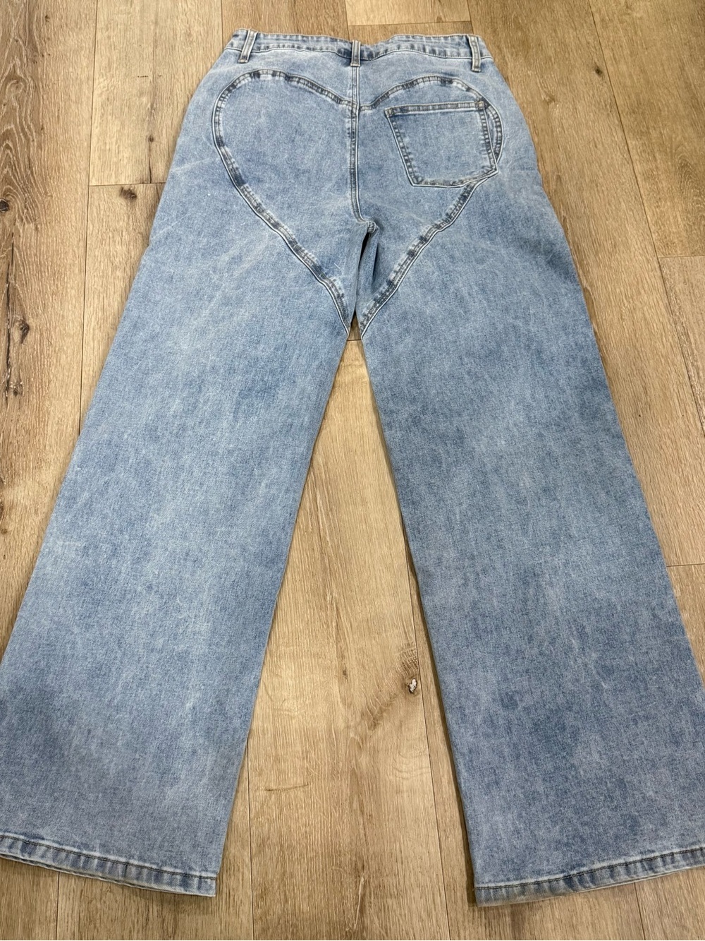 Light Wash Blue Boot Cut Jeans with Beaded Trim - Picture 5 of 5